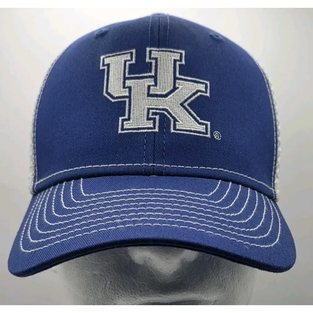 UK University Of Kentucky Wildcats Blue Snapback Cap White Mesh Trucker Hat NCAA